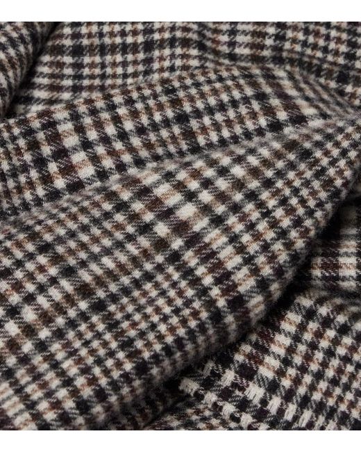 Brunello Cucinelli Gray Cashmere Checked Scarf