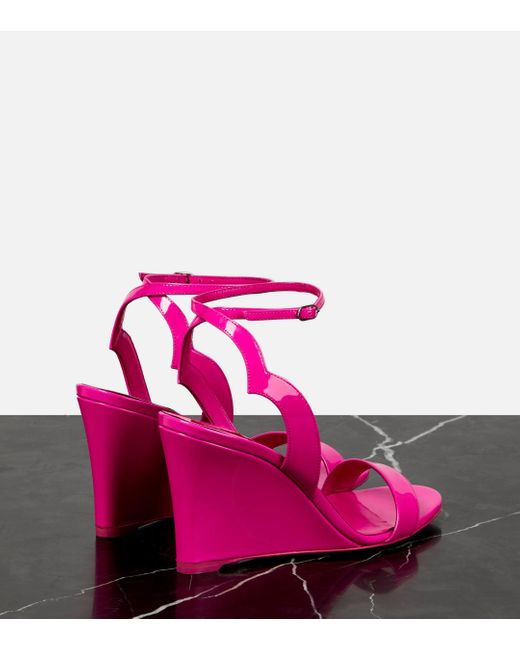 Christian Louboutin Pink Patent Leather Wedge Sandals