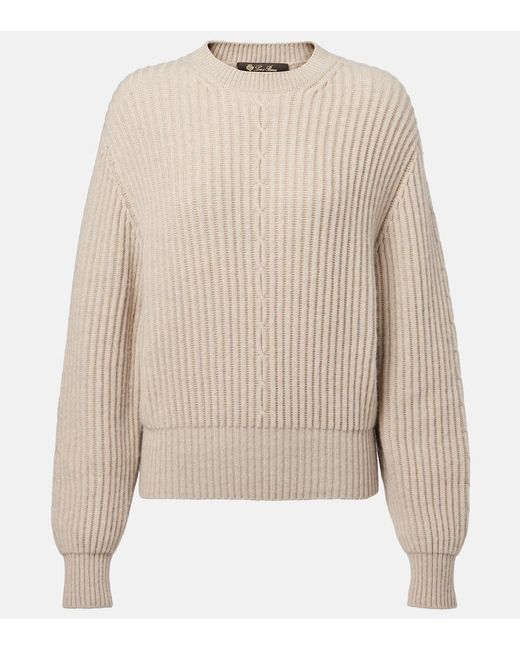 Loro Piana Natural Plane Tree Ribbed-Knit Cashmere Sweater