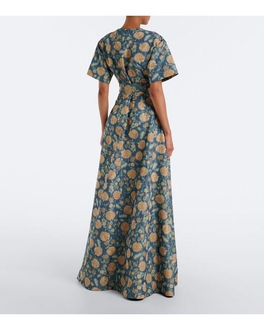 Markarian Green Margaretta Belted Floral Gown