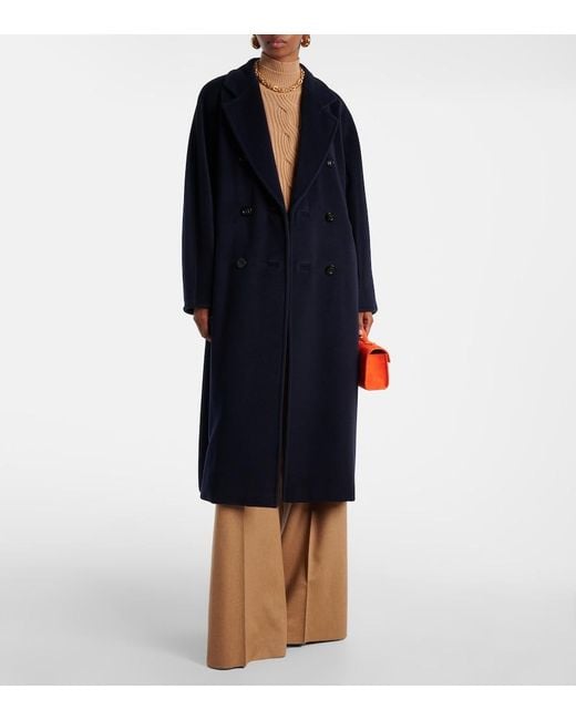 Max Mara Blue Madame Wool And Cashmere Wrap Coat