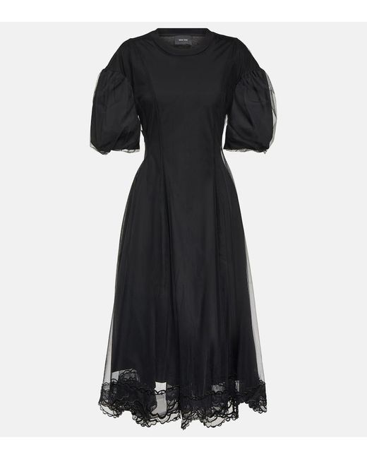 Vestido midi de algodon Simone Rocha de color Black
