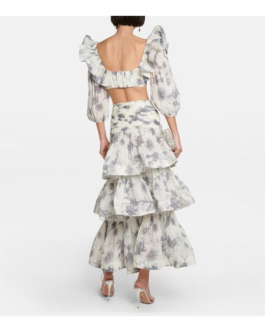 Zimmermann Metallic Keira Floral Crop Top
