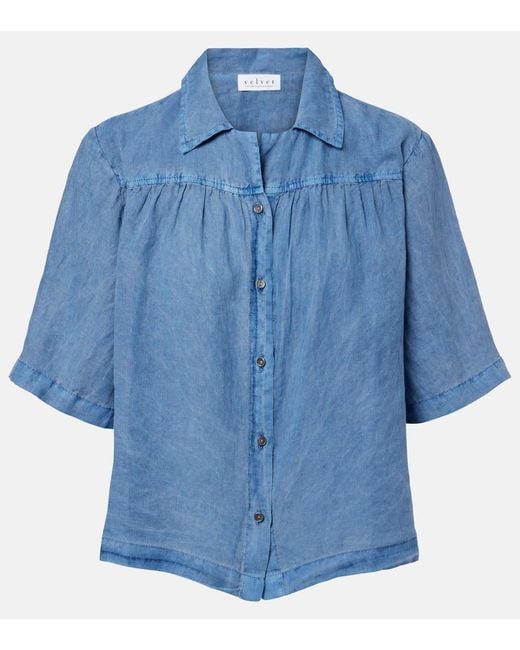 Velvet Blue Rowan Linen Shirt