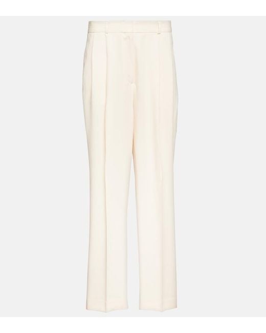 Totême White Pleated Straight Pants