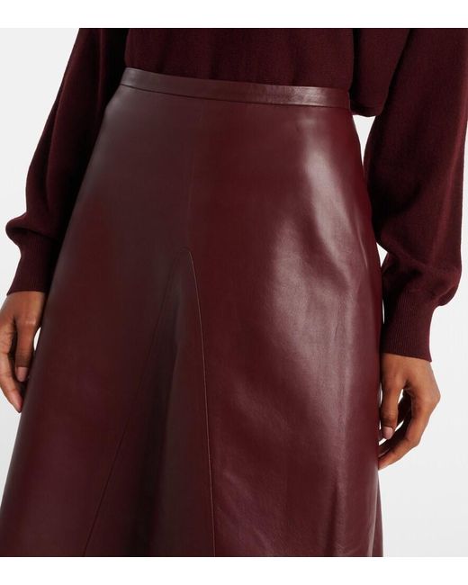 FFORME Purple Leather Midi Skirt
