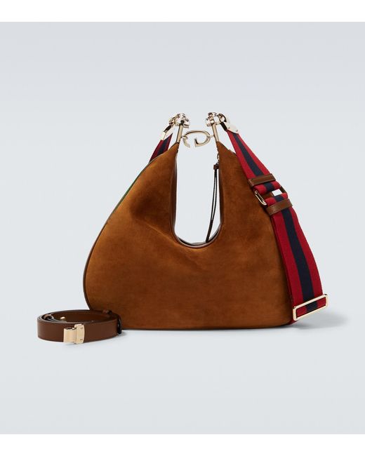 GUCCI Attache large textured leather-trimmed coated-canvas shoulder bag