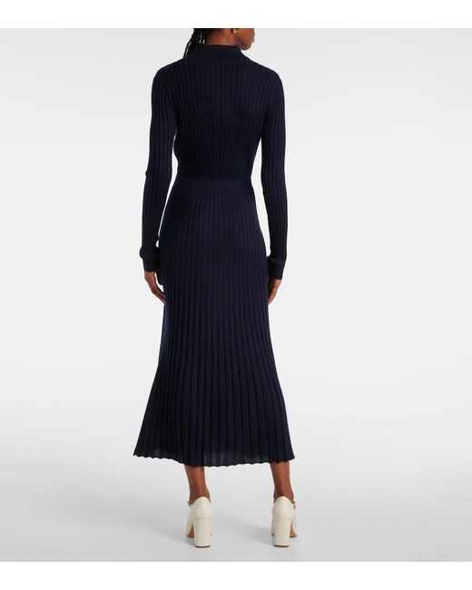 Gabriela Hearst Blue Ardor Silk And Cashmere Midi Dress