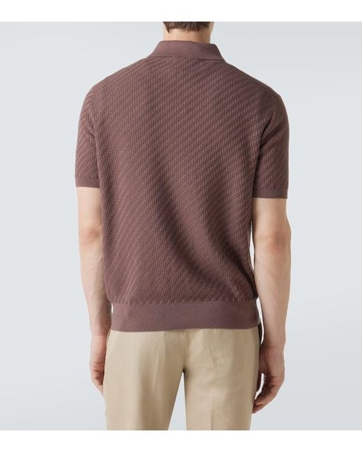Brioni Purple Cotton, Silk, And Cashmere Polo Shirt for men