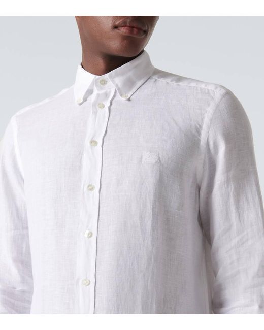Camisa de lino con logo Etro de hombre de color White