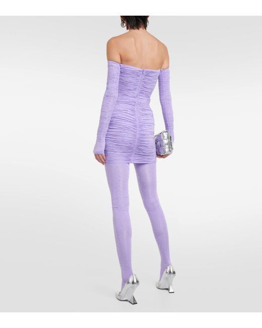 Alex Perry Purple Crystal-embellished Jersey Minidress