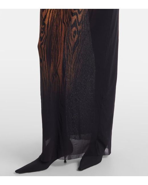 Jean Paul Gaultier Purple Bedrucktes Maxikleid Wood Aus Mesh