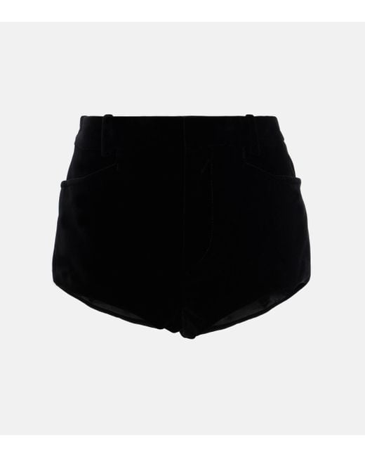 Tom Ford Black Cotton Velvet Shorts