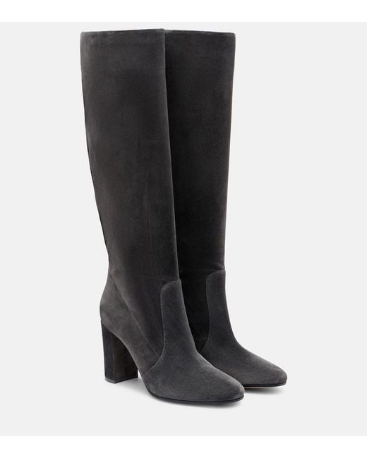 Gianvito Rossi Black Glen 85 Suede Knee-High Boots