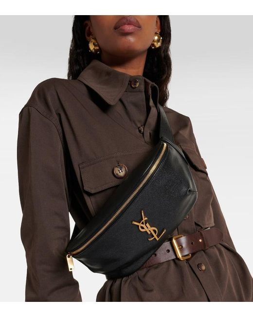 Saint Laurent Black Classic Monogram Leather Belt Bag