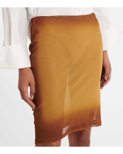 The Attico Brown Sheer Tulle Midi Skirt