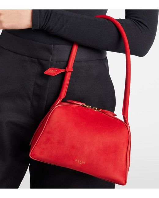 Alaïa Red Le Bouledogue Small Suede Shoulder Bag