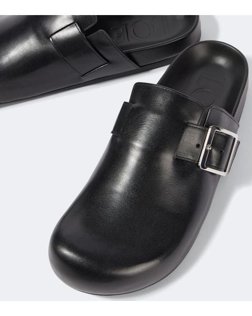 Loewe Black Ease Buckle Leather Mules for men