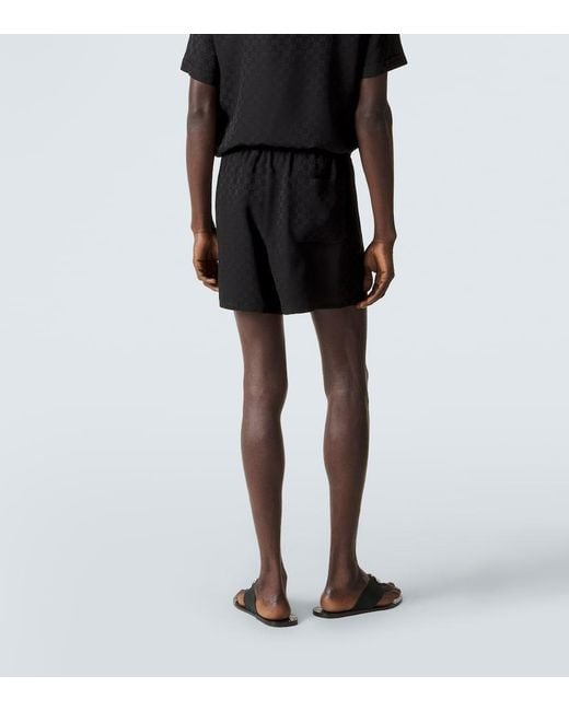 Gucci Black Gg Silk Jacquard Shorts for men