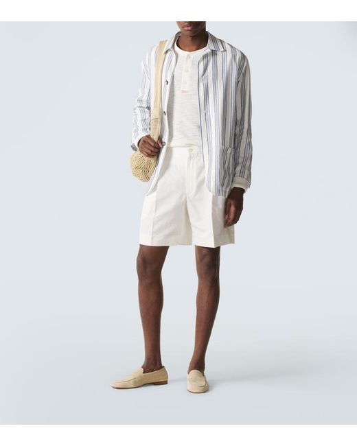 Brioni White Linen And Cotton Shorts for men