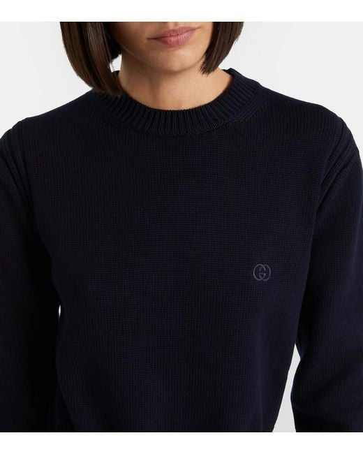 Gucci Blue Gg Cotton Sweater