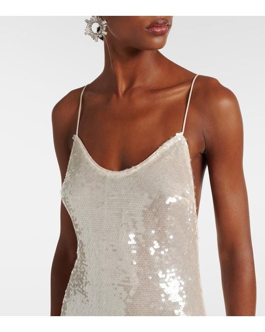 The New Arrivals Ilkyaz Ozel White Sequined Open-Back Gown