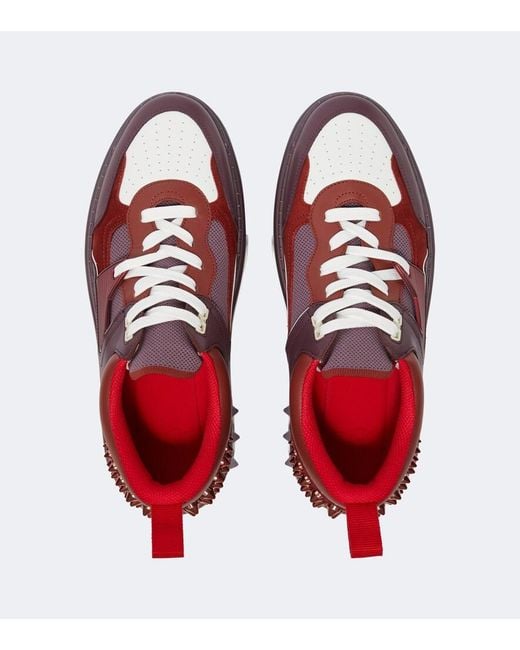 Christian Louboutin Red Astroloubi Leather & Mesh Sneaker for men