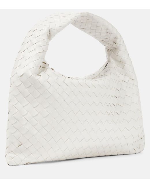 Bottega Veneta White Hop Intrecciato Leather Shoulder Bag