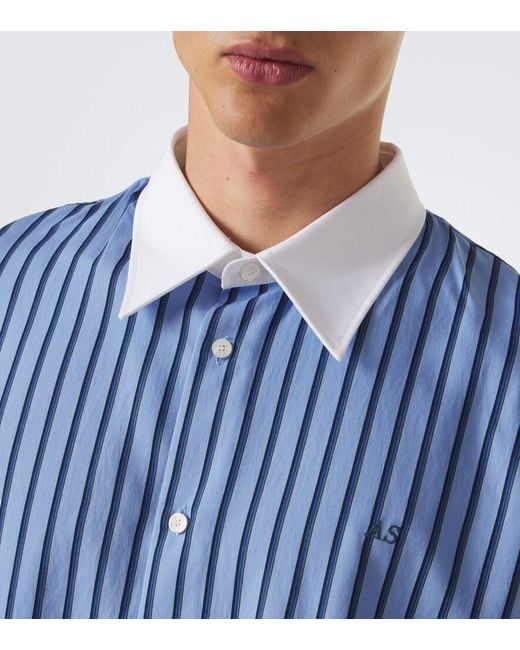 Acne Blue Striped Satin Twill Shirt for men