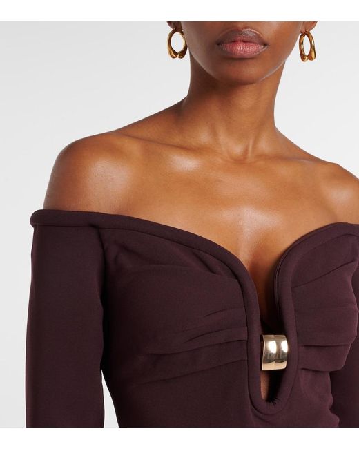 Roland Mouret Purple Verzierte Robe Aus Cady