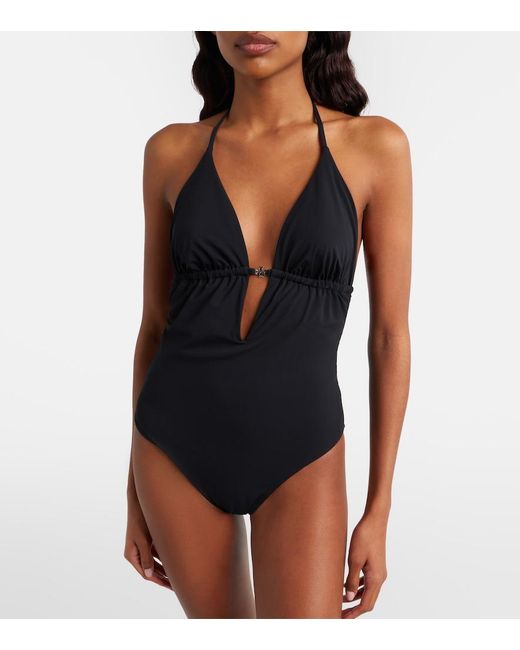 Tory Burch Blue Open-Back Swimsuit