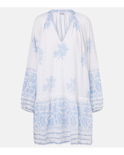 Juliet Dunn Blue Floral Cotton Minidress