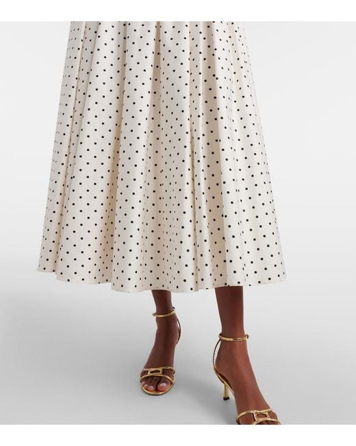 Self-Portrait White Polka-Dot Boucle Midi Dress