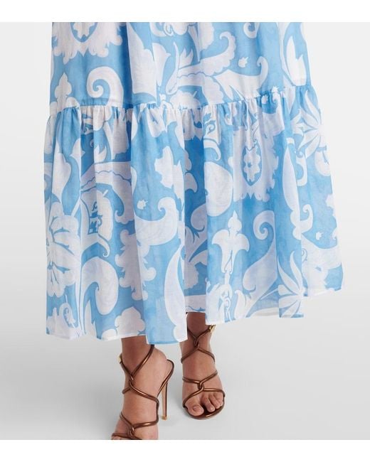 Etro Blue Paisley Print Maxi Skirt