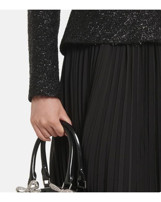 Self-Portrait Black Boucle Chiffon Midi Dress