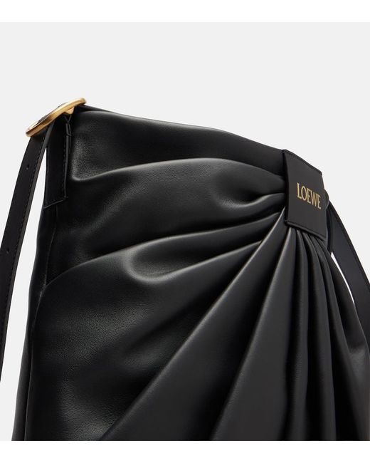 Loewe Black Draped Leather Tote Bag