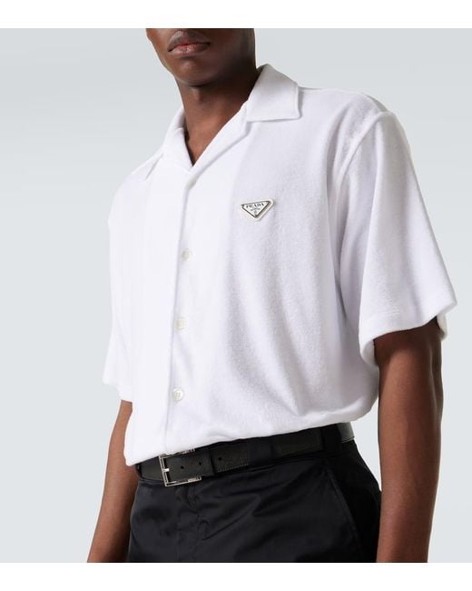 Camicia Bowling di Prada in White da Uomo