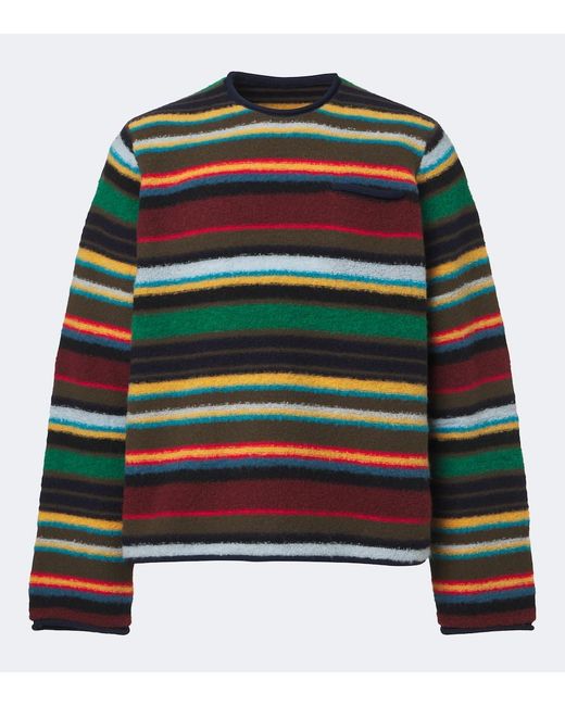 Sacai Green Striped Wool-Blend Sweater for men