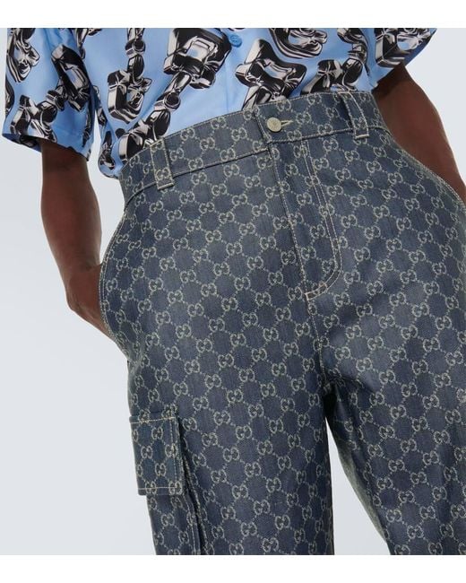 Gucci Cargo-Jeans GG aus Jacquard in Gray für Herren