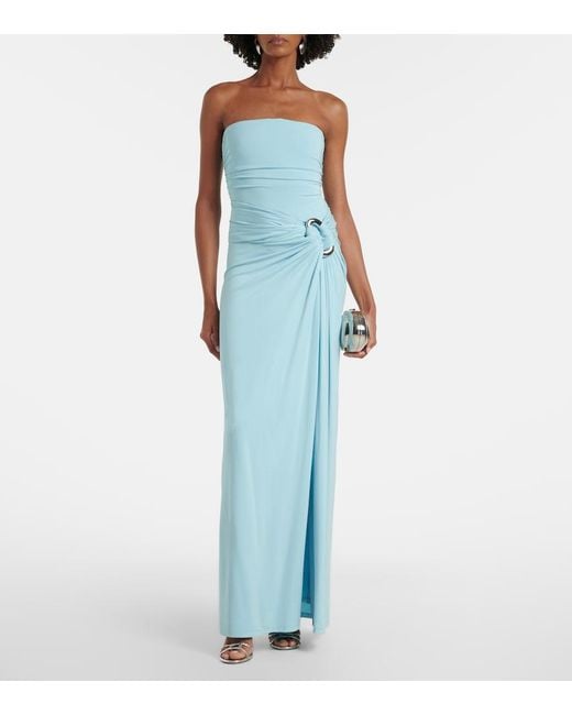 Jonathan Simkhai Blue Emma Gathered Bustier Gown