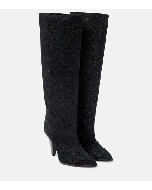 Isabel Marant Black Ririo Suede Knee-High Boots