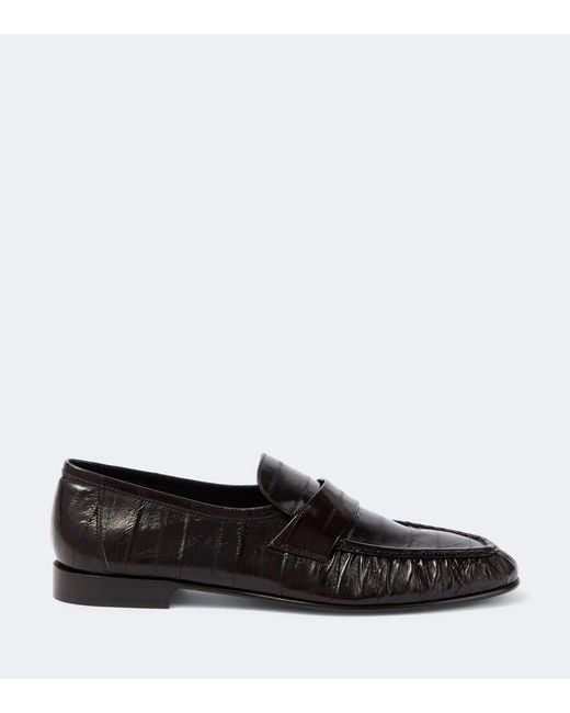 The Row Black Soft Eel Leather Loafers for men