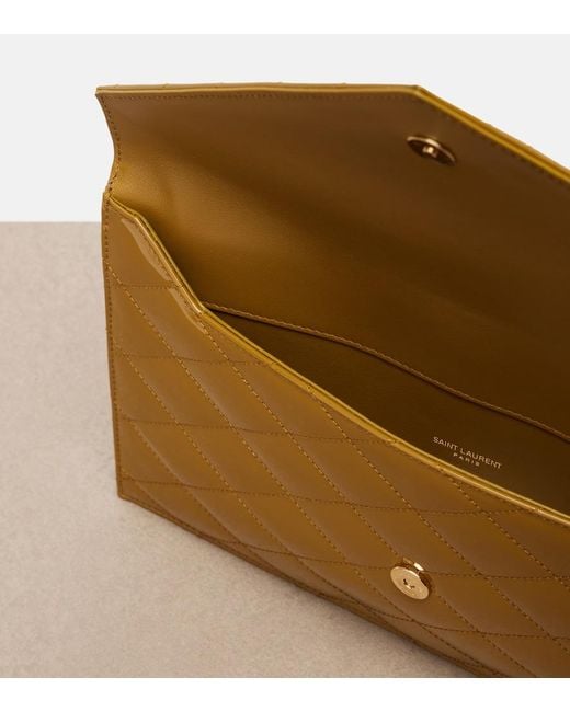 Saint Laurent Natural Paris Quilted Patent Leather Pouch