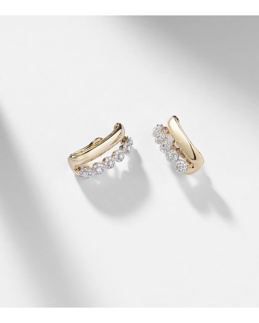 YEPREM Metallic Golden Strada 18Kt And 18Kt Clip-On Earrings With Diamonds