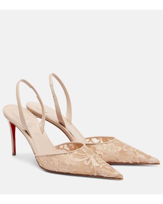 Christian Louboutin Natural Lace Slingback Pumps