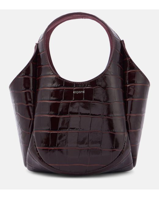 Coperni Purple Swipe Mini Croc-effect Leather Bucket Bag