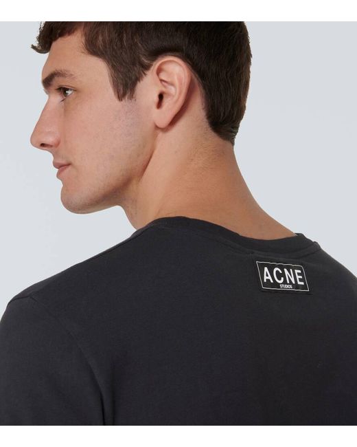 Camiseta en jersey de mezcla de algodon Acne de hombre de color Black