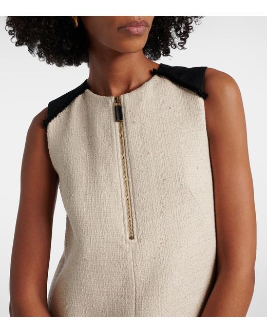 Max Mara Natural Mito Cotton And Linen Midi Dress