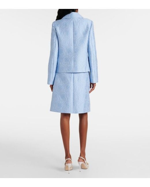 Dolce & Gabbana Blue Cotton And Silk-Blend Jacquard Jacket