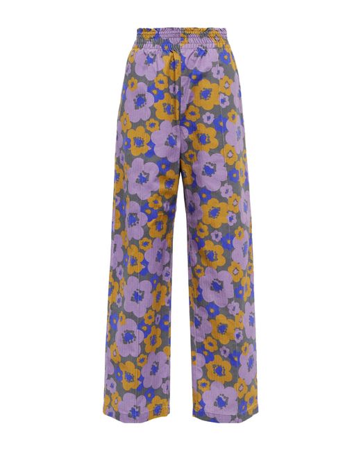 Pantalones anchos de algodon florales Acne de color Multicolor